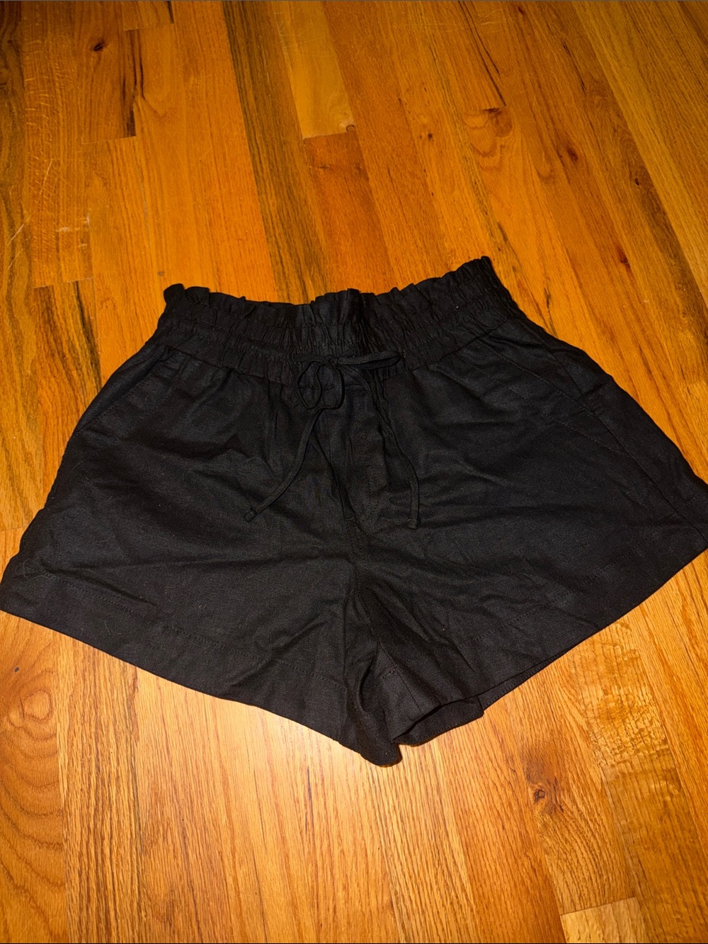 a new day Black High-Waist Elastic Drawstring Shorts NWT